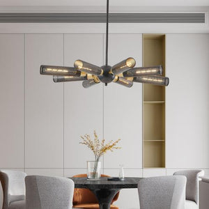 25" Modern Black and Gold 3-Light Pendant Chandelier Adjustable Hanging Light with Cylindrical Mesh Shades for Kitchen Island, Dining Room, Living Room (No Bulbs Included) Sassy Mini Halloween Finger Statue Flameless Decor