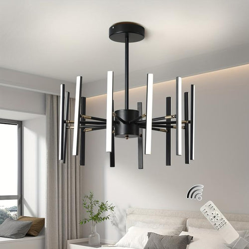 12 Lights Recessed Modern LED Pendant Lights with Dimmable for Bedroom Kitchen Living Room - Black