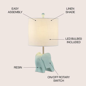 JONATHAN Y Koda Eclectic Southwestern Resin/Iron Elephant LED Kids Table Lamp; Bulb Included