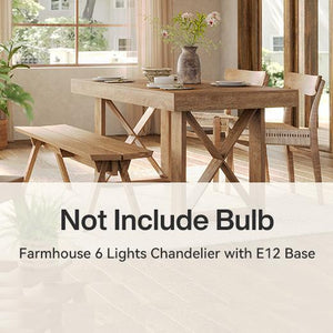 Tribesigns Farmhouse Dining Room Light Fixtures over Table, 6-Light Candle Holder Kitchen Island Pendant Lighting, Industrial Linear Chandelier Pendant Lights with Adjustable Iron Chain Black
