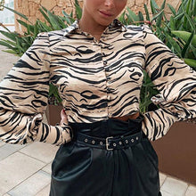 Load image into Gallery viewer, &quot;Satin Safari&quot; Animal Print Satin Blouse