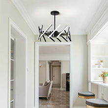 Load image into Gallery viewer, 12 Lights Recessed Modern LED Pendant Lights with Dimmable for Bedroom Kitchen Living Room - Black