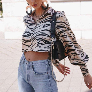 "Satin Safari" Animal Print Satin Blouse