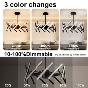 12 Lights Recessed Modern LED Pendant Lights with Dimmable for Bedroom Kitchen Living Room - Black