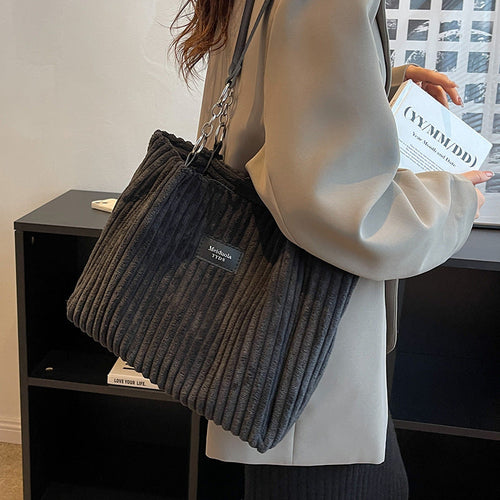 Retro Textured Shopper Tote