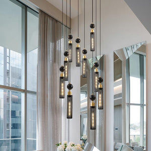 25" Modern Black and Gold 3-Light Pendant Chandelier Adjustable Hanging Light with Cylindrical Mesh Shades for Kitchen Island, Dining Room, Living Room (No Bulbs Included) Sassy Mini Halloween Finger Statue Flameless Decor