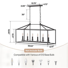 Load image into Gallery viewer, Tribesigns Farmhouse Dining Room Light Fixtures over Table, 6-Light Candle Holder Kitchen Island Pendant Lighting, Industrial Linear Chandelier Pendant Lights with Adjustable Iron Chain Black