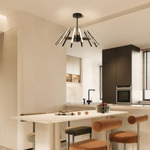 Load image into Gallery viewer, 12 Lights Recessed Modern LED Pendant Lights with Dimmable for Bedroom Kitchen Living Room - Black