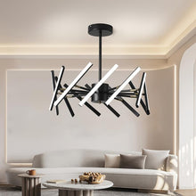 Load image into Gallery viewer, 12 Lights Recessed Modern LED Pendant Lights with Dimmable for Bedroom Kitchen Living Room - Black
