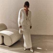 Load image into Gallery viewer, &quot;Halo Poise&quot; Plush Long-Sleeved Skirt Set Autumn Winter Single Breasted Cardigan