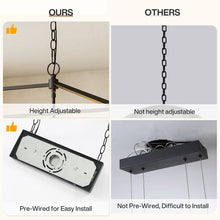 Load image into Gallery viewer, Tribesigns Farmhouse Dining Room Light Fixtures over Table, 6-Light Candle Holder Kitchen Island Pendant Lighting, Industrial Linear Chandelier Pendant Lights with Adjustable Iron Chain Black