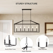 Load image into Gallery viewer, Tribesigns Farmhouse Dining Room Light Fixtures over Table, 6-Light Candle Holder Kitchen Island Pendant Lighting, Industrial Linear Chandelier Pendant Lights with Adjustable Iron Chain Black