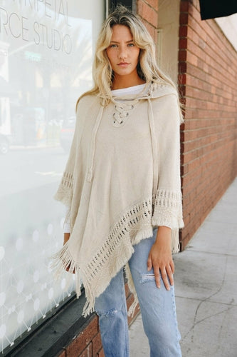 Classic Knit Hooded Poncho