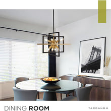 Load image into Gallery viewer, Modern Industrial Black Gold 8-Light Sputnik Chandelier with Adjustable Hanging Geometric Pendant for Entryway, Foyer, Stairway, Hallway, Bedroom, Living Room, and Kitchen Island