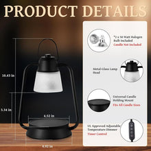 Load image into Gallery viewer, Candle Warmer Lamp, Dimmable Candle Warmer Lamp for Jar Candles, Electric Candle Warmer Lamp with Timer 2H/4H/8H Night Light Table Desk Lamp for Bedroom (2 Wax Warmer Bulbs)