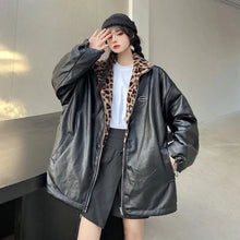 Load image into Gallery viewer, The &quot;Grand Leo&quot; Korean-Style Oversized Leopard Print Reversible Leather Jacket