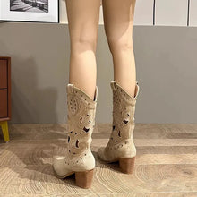Load image into Gallery viewer, Western Cowboy Boots with Chunky Heel and Embroidery