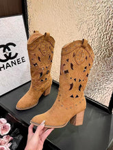 Load image into Gallery viewer, Western Cowboy Boots with Chunky Heel and Embroidery