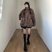 Load image into Gallery viewer, The &quot;Grand Leo&quot; Korean-Style Oversized Leopard Print Reversible Leather Jacket