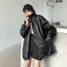 Load image into Gallery viewer, The &quot;Grand Leo&quot; Korean-Style Oversized Leopard Print Reversible Leather Jacket