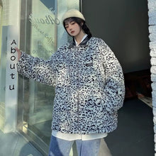 Load image into Gallery viewer, The &quot;Grand Leo&quot; Korean-Style Oversized Leopard Print Reversible Leather Jacket
