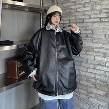 Load image into Gallery viewer, The &quot;Grand Leo&quot; Korean-Style Oversized Leopard Print Reversible Leather Jacket