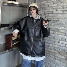 Load image into Gallery viewer, The &quot;Grand Leo&quot; Korean-Style Oversized Leopard Print Reversible Leather Jacket