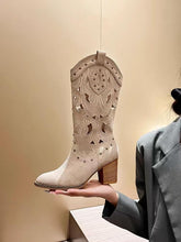 Load image into Gallery viewer, Western Cowboy Boots with Chunky Heel and Embroidery